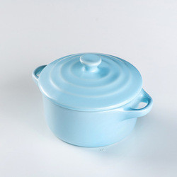 Anti Scald Baking Ceramic Oven Bowl With Lid Double Ear Multifunctional