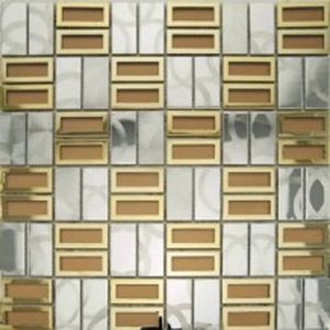 Carrara White Square Marble Handmade  Mosaic Tile Metal Brass