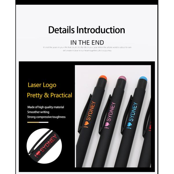 Wholesale Custom Logo Metal Touch Screen Ball Pen Soft Rubber Colorful Stylus Pen