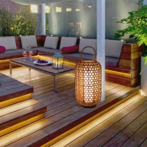 Waterproof Rattan Floor Lamp , Wicker Standing Lamp For Outdoor Balcony