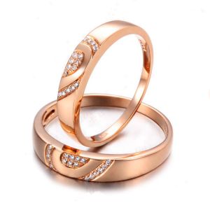 18K Rose Gold Diamonds Couple Wedding Ring (GDR012)