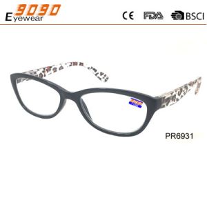Unisex  fashionable plastic reading glasses ,Paper Transfer Patterns on temples