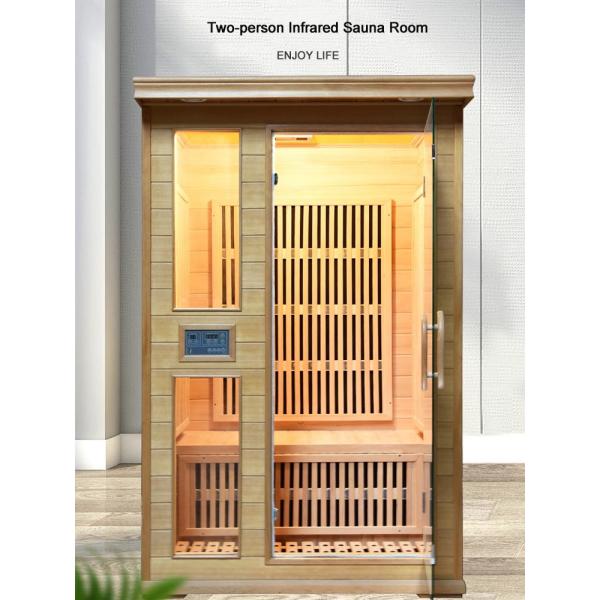 Wooden Infrared Sauna Room with Canadian Hemlock Wood Two Person Design
