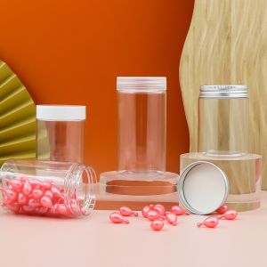 China Transparent PET Cosmetic Cream Jar with Wide Mouth and Screw Cap for Multiple Sizes and Food Grade Applications on sale