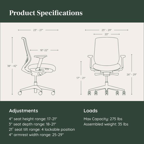 Recliner Function Home Office Chair with Adjustable Lumbar Support and 360 Swivel