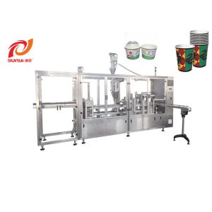 Double Lanes 5Kw Paper Cup Filling Sealing Machine