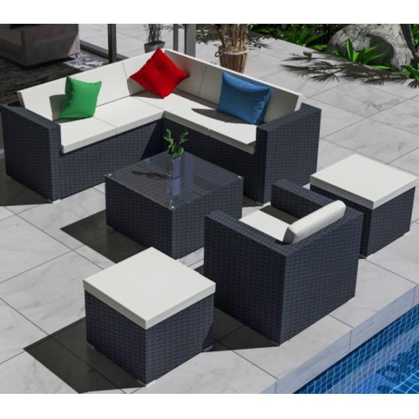 5 Seater Grey Rattan Corner Sofa Garden Sectional Patio Wicker Rattan Sofa Modern