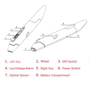 Grey 2.4G wireless touch screen pen mouse