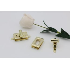 Factory direct sale light gold bag making accessories rectangle metal locks