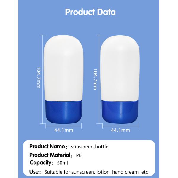 50ml Blue And White PE Sunscreen Bottle Skin Care Packaging UKL33F