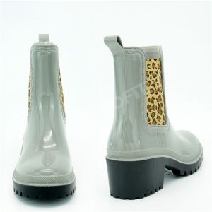 Women High Heel 42EU PVC Rain Boots With Leopard Printed