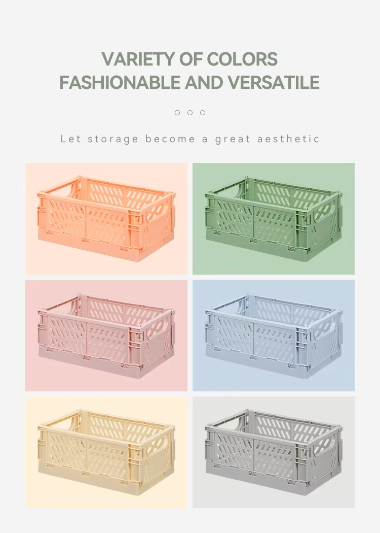 Foldable storage basket showing collapsed and expanded states