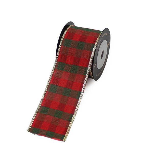 Metallic Wired Edge Ribbon Latticed Sequin Ribbon Merry Christmas 2 1/2 Inch For