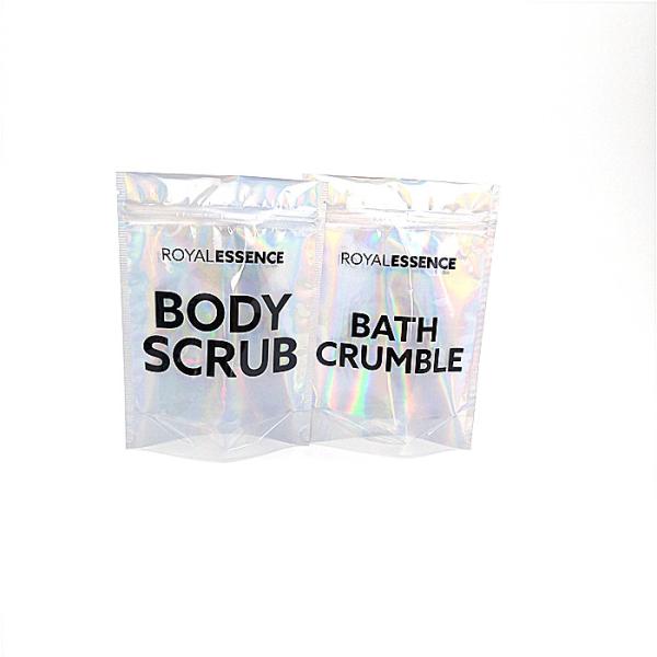 Buy Glitter Body Scrub Cosmetic Compact Packaging Hologram Foil Transparent Bags at wholesale prices