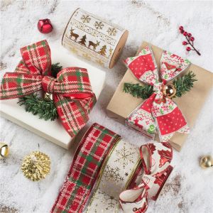 Wholesale 2 inch Christmas Black Red Bufflo Ribbon Wire Edged Custom Burlap