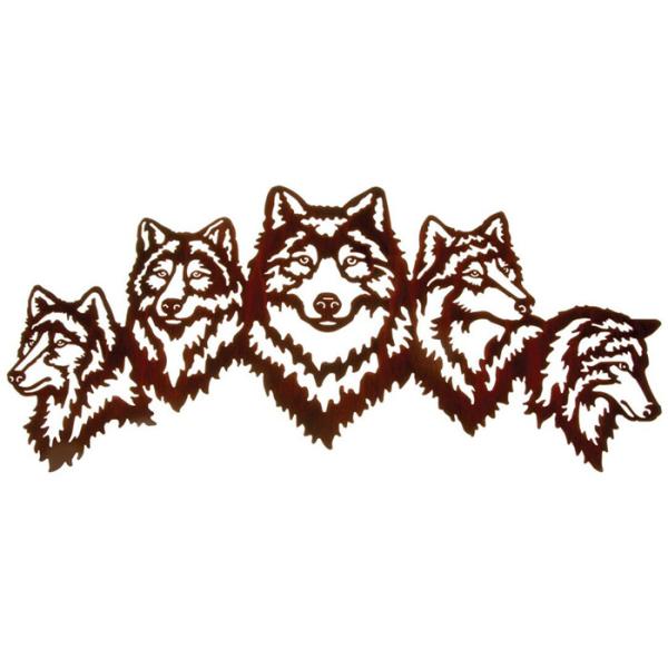Buy Vivid Five Wolves Contemporary Metal Wall Sculptures Popular Design at wholesale prices
