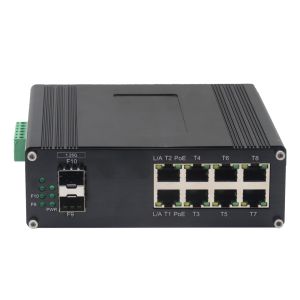 Managed Industrial PoE Switch 8 RJ45 + 2 SFP Ports, IEEE 802.3at Compliant