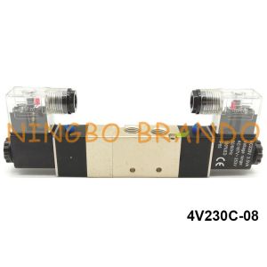 Quality 4V230C-08 Airtac Type Pneumatic Solenoid Valve 1/4'' 5 Way 3 Position 24V for sale