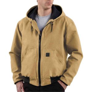 Mens Jacket With Hood , 100% Ring-Spun Cotton Sandstone Mesh Lined
