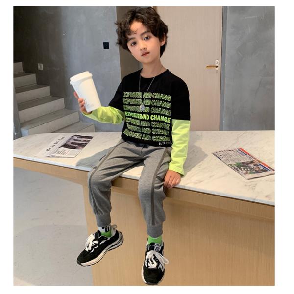 Children's suit Multicolor spring and autumn children's printed two-piece set for boys, suitable for children aged 4-16