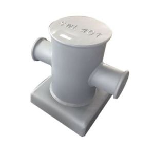 Single Cross Marine Mooring Bollard Grey Epoxy Primer