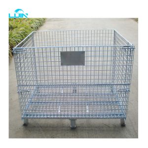 Customized Galvanized Collapsible Folded Stackable Warehouse Metal Wire Mesh