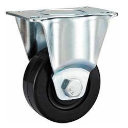Buy 04-Medium duty caster Rigid Black rubber wheels at wholesale prices