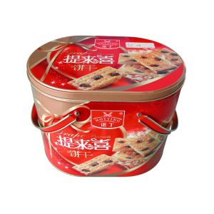 Irregular Biscuit Tin Box ISO9001 Heart Shaped Tin Box