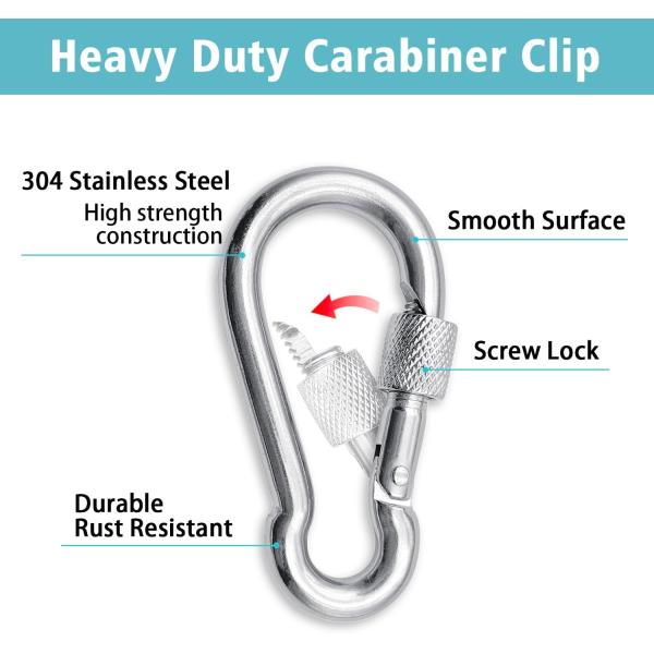 Polished Finish Stainless Steel Carabiner Spring Snap Hook with Eyelet and Screw