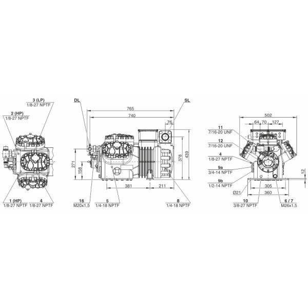 6GE-34Y Cold Room Air Condensing Unit 30hp Compressor