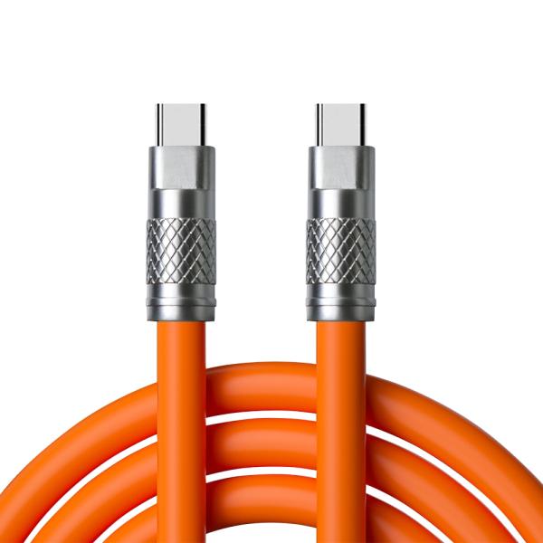 1m Durable Silicone Charging Cable with Zinc Alloy Connectors in Orange/Blue/White/Green CC60W / CL27W 480Mbps Cable