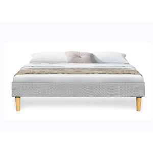 Light Gray Linen Soft Upholstered Bed Frame Without Headboard