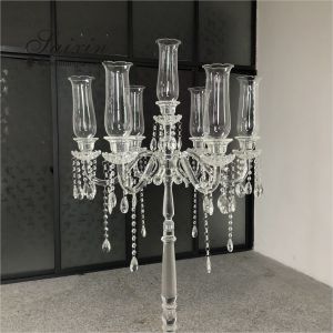 ZT-292 hot sale tall floor standing decoration crystal candelabras for weddings