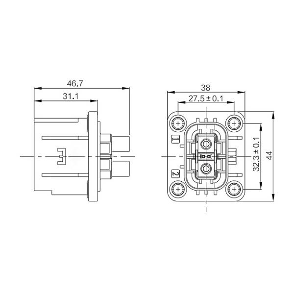 Insulation Resistant EV Battery Connector , AC3000V 2 Pin Male Female Plug Receptacle for PDU