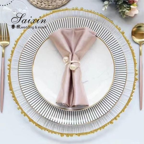 Christmas Glass Charger Plate For Wedding Events Table Decoration Gold Rim Set