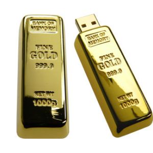 China Golden Bar Thumbdrive Metal USB Flash Drives with Logo Printed on sale