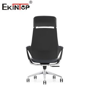 Black High-Back Office Chair With Leather Material And Headrest
