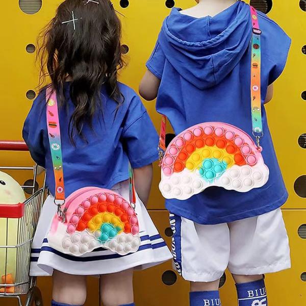 Buy Satchel Zipper Purse Silicone Bubble Toys Floating Rainbow Clouds at wholesale prices