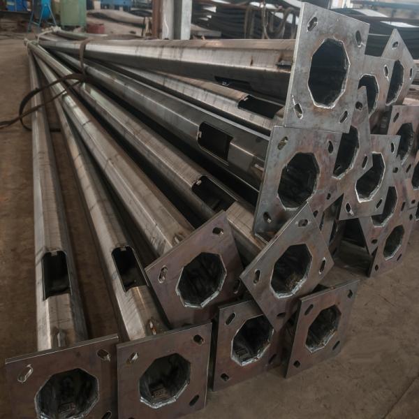 Hongxin Single Arm Street Lighting Steel Pole with Q235 Material Square Base Plate