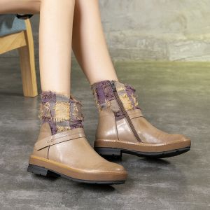 S095 New autumn and winter Martin boots in tube ethnic style leather boots retro