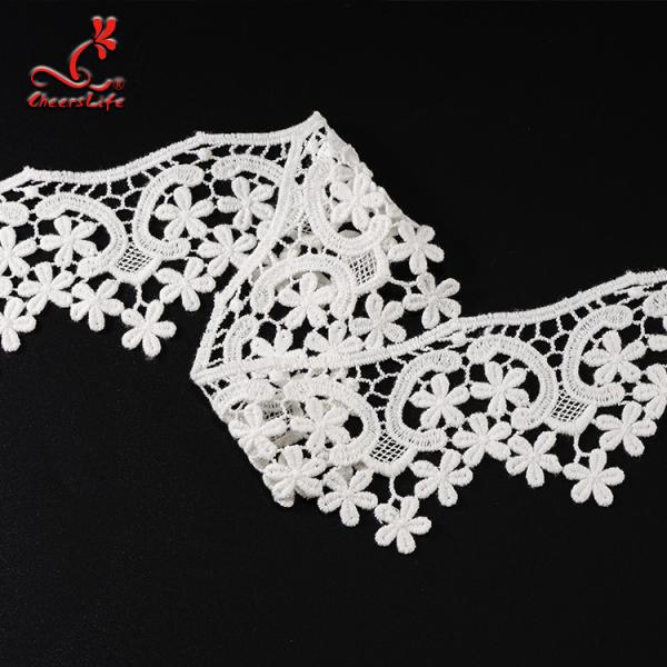 100% Cotton Water Soluble Flower Lace Trim For Clothing Pollution - Free
