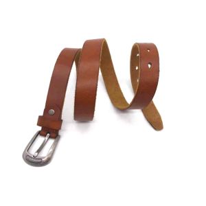 120cm Womans Cowhide Leather Belts Western Retro Buckle