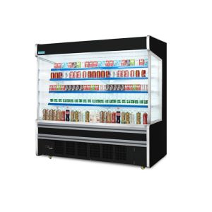 Quality Hypermarket Black Color Fruit Multideck Open Chiller Refrigeration Equipment for sale