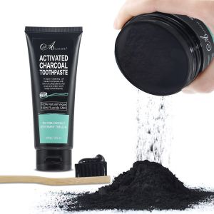 Activated Charcoal Teeth Whitening Bleaching Kit 100ml With Tooth Powder