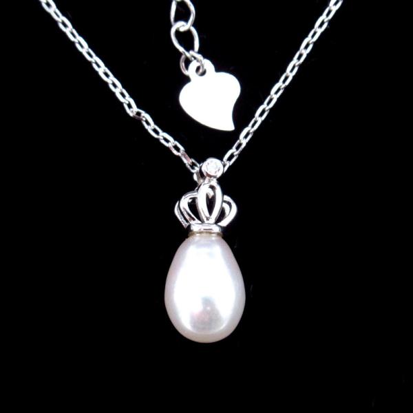Buy Sterling 925 Silver Pearl Necklace Chain With Imperial Crown Shape at wholesale prices