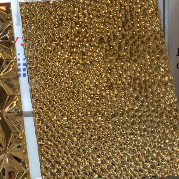 Buy Polished 304 Gold Silver Water Ripple Stainless Steel Honeycomb Panel For Hotel Interior at wholesale prices