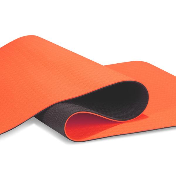 Buy Pvc Free Orange TPE Yoga Mat , Lightweight Non Skid Yoga Mat Eco Friendly at wholesale prices