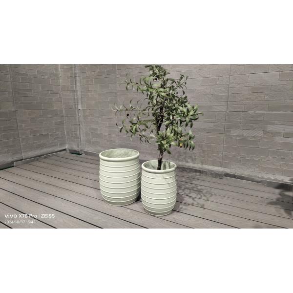 Customed Fiber Clay Planter For Indoor Hotel Garden And Home Drainage Holes