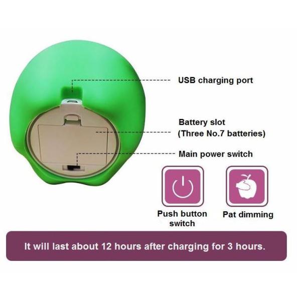 Silicone Children Colorful Night Lights,Apple shaped children's silicone touch sensor LED night light