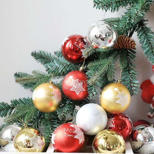 Plastic Painted Halloween Christmas Ornaments Ball 6cm 8cm Gold Red Silver